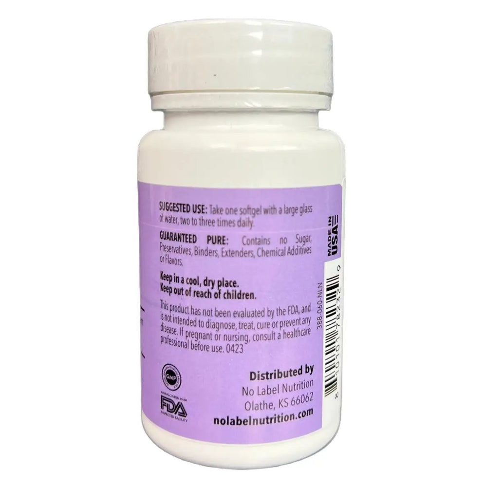 A bottle of No Label Nutrition 7 Keto DHEA on a white background