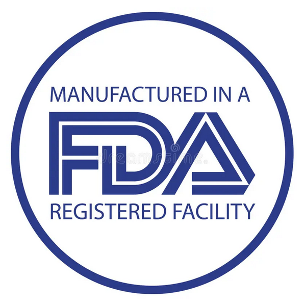 Manufactured In A FDA Registered Facility Logo