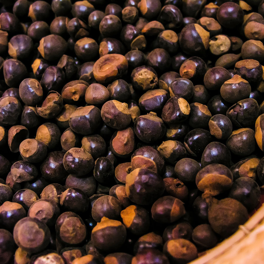Guarana seeds in a wooden bowl