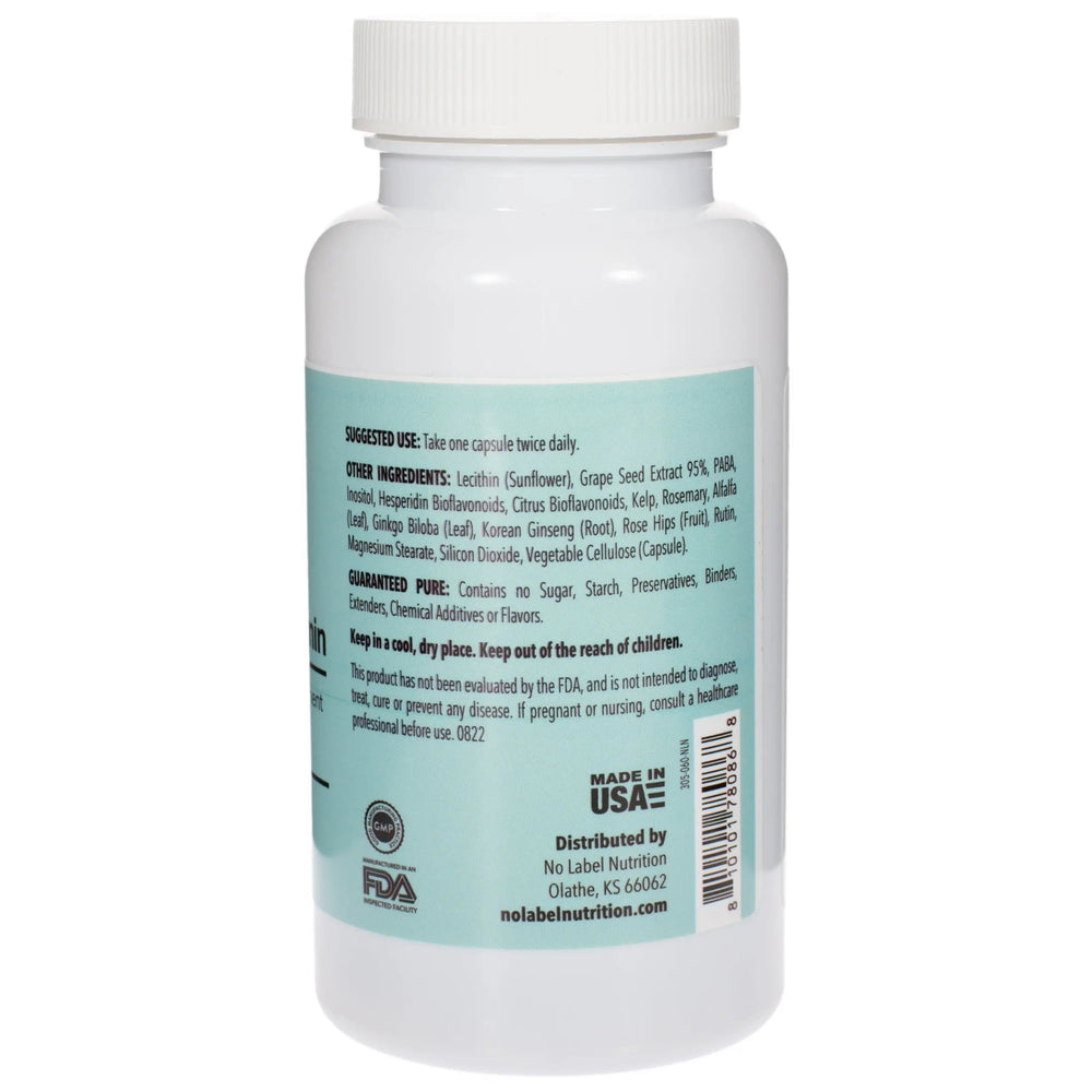 A bottle of No Label Nutrition Multivitamin on a white background