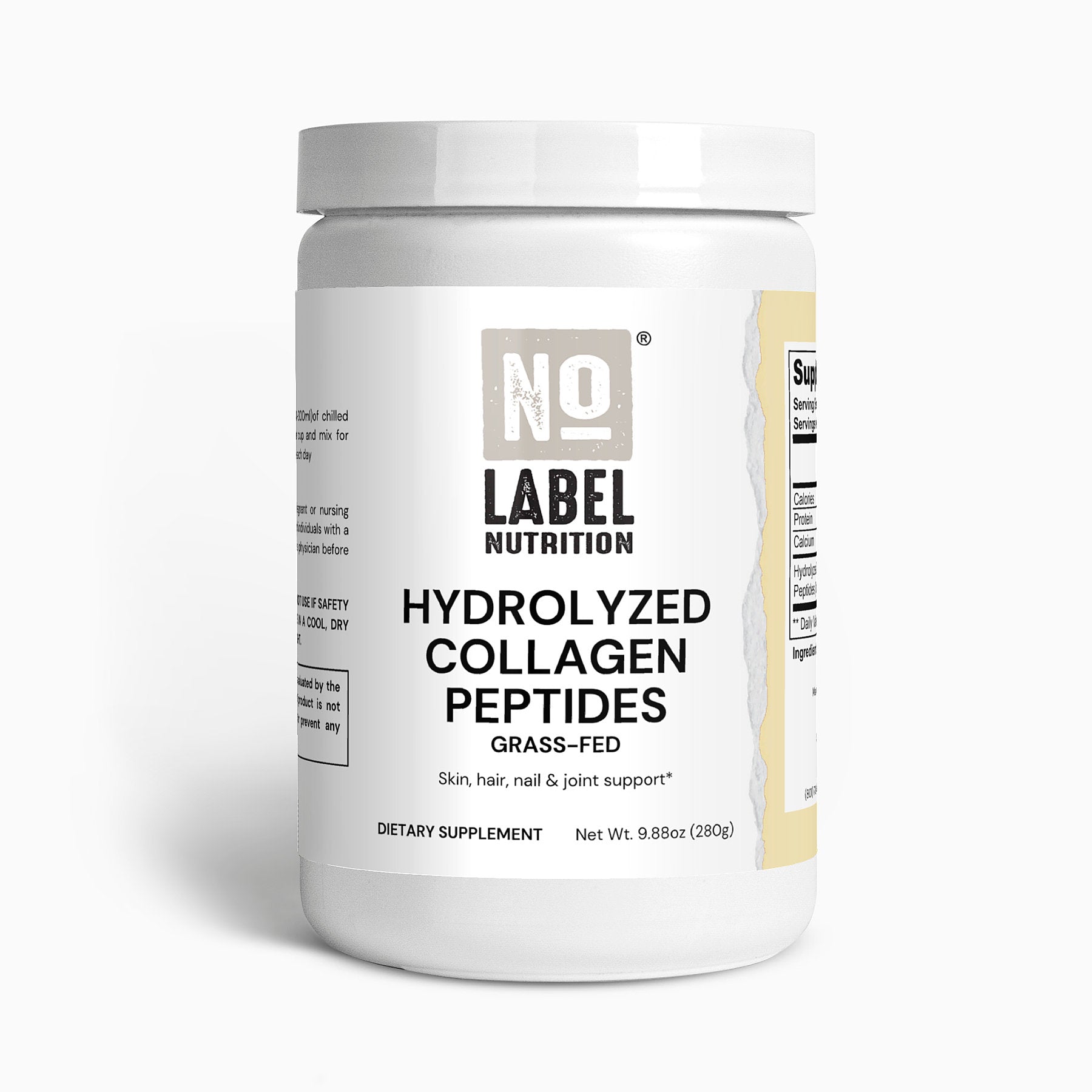 No Label Nutrition flavored collagen and unflavored collagen