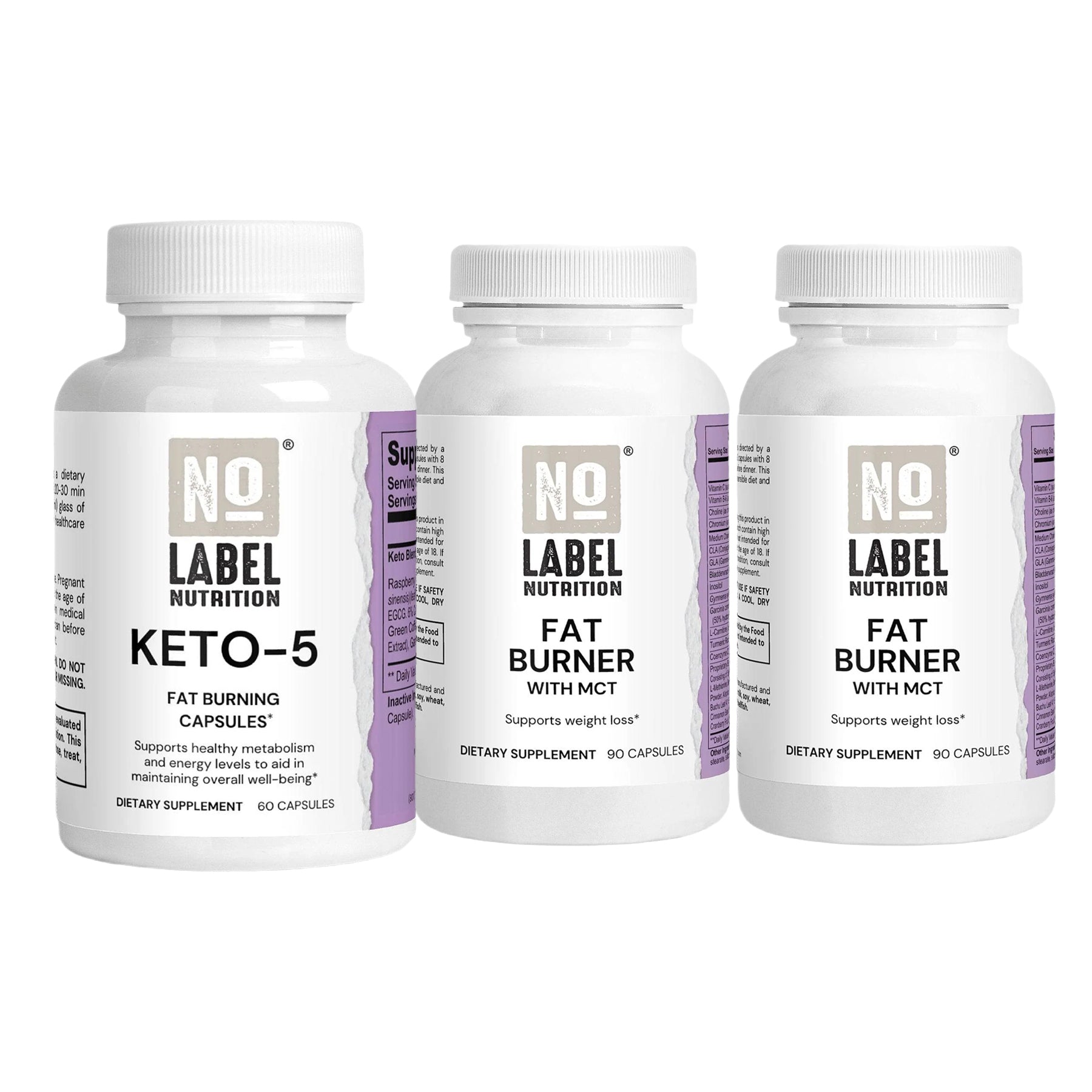 No Label Nutrition® Fat Burner with MCT and Keto-5 Bundle
